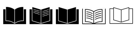 Book icon set. Simple book symbols. Vector illustration isolated on white backgroundのイラスト素材