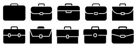 Set of briefcase vector icons. Vector illustration isolated on white backgroundのイラスト素材