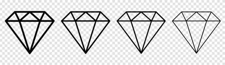 Set of diamond icons. Brilliant vector icon in linear outline style isolated on transparent backgroundのイラスト素材