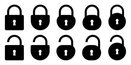 Lock and unlock icon. Vector illustration isolated on white background. Security symbol for website design, logo, appのイラスト素材