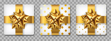 Set of gifts box. Top view christmas presents isolated on transparent backgroundのイラスト素材