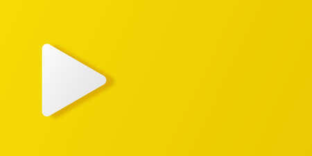 Media player button isolated on trendy yellow background