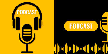 Set of podcast radio logo icon. Vector illustrationのイラスト素材