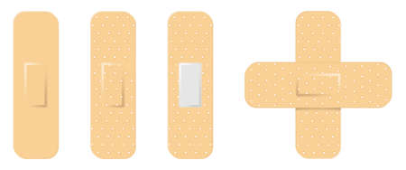 Medical patch set. Realistic elastic medical plasters isolated on white backgroundのイラスト素材