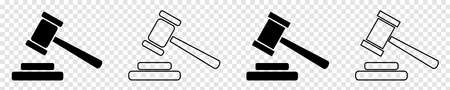 Gavel icons collection. Hammer vector icon in flat and line art style. Vector illustration isolated on transparent backgroundのイラスト素材