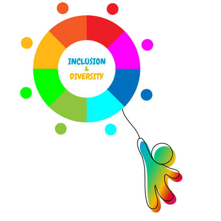Hand draw man takes  of inclusion and diversity concept. Vector illustrationのイラスト素材
