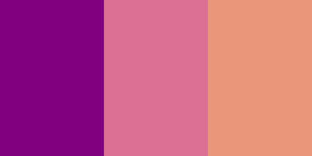 The top colors for the 2022 year. Calming Coral, Velvet Violet, Pacific Pink. Year color concept. Vector illustrationのイラスト素材