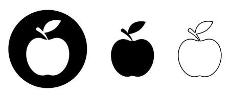 Apple symbols set. Vector icon in flat and line art style.のイラスト素材