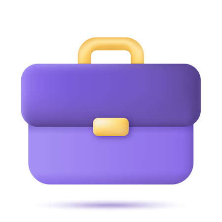 business briefcase icon. 3d rendering isolated on white backgroundのイラスト素材