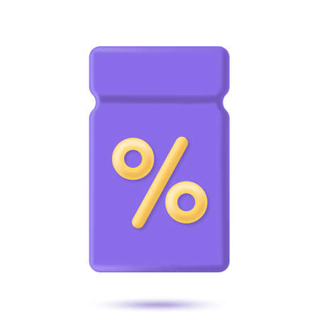 Coupons with interest. Tag price 3d iconのイラスト素材