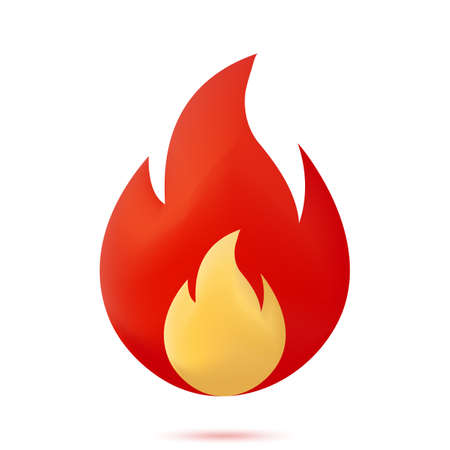 fire flame icon. 3d rendering isolated on white backgroundのイラスト素材