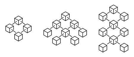 Collection of blockchain icons. Cryptocurrency block chain symbols. vector illustrationのイラスト素材