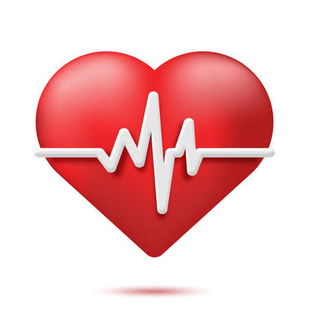 Heartbeat or cardiogram icon. 3D vector illustration