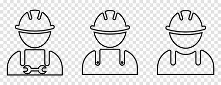 Construction worker line iconのイラスト素材