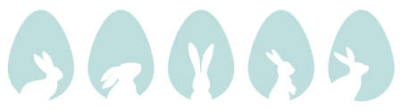 Set of easter eggs with rabbit silhouette. Vector illustration isolated on white backgroundのイラスト素材