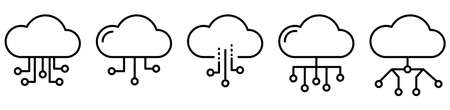 Cloud computing line icon set. Vector illustration isolated on white background