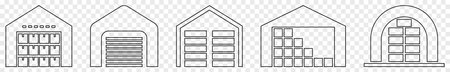 Collection of warehouse line icons. Vector illustration isolated on white backgroundのイラスト素材