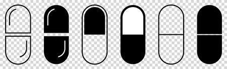 Capsule icon. medicine sign. Vector illustration isolated on transparent backgroundのイラスト素材
