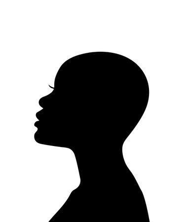 Black silhouette of the head african woman in profile. vector illustrationのイラスト素材