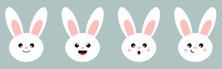 Set of cartoon easter rabbits. vector illustrationのイラスト素材