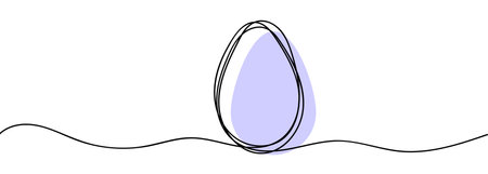 Continuous one line drawing of egg with abstact shape. Vector illustration design element for Easter holidaysのイラスト素材