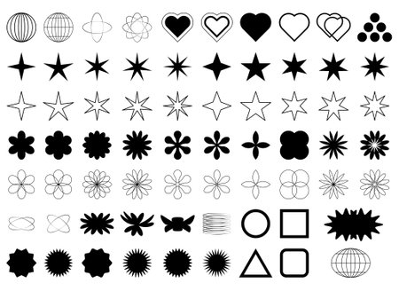 Retro futuristic set in trendy y2k style. Design for notes, posters, banners, stickers, business cards, logo. vector illustrationのイラスト素材