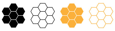 Set of honeycomb icons. Vector illustration isolated on white backgroundのイラスト素材