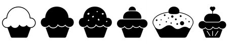 cake icon set. Vector illustration isolated on white backgroundのイラスト素材