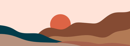 Colorful abstract landscape background. Design for prints, poster, cover, wall arts and home decorationのイラスト素材