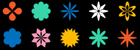 Abstract color geometric flower brutalism shape. Design can be used for web and mobile app. vector illustrationのイラスト素材