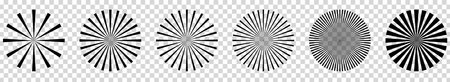 Sunburst element radial stripes. Vector illustration isolated on transparent backgroundのイラスト素材