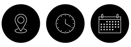 Time, date and address buttons. vector illustrationのイラスト素材