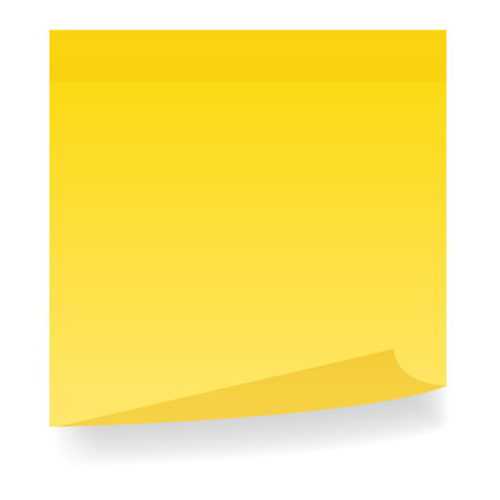 Realistic yellow stick note with shadow. Vector illustration isolated on white backgroundのイラスト素材