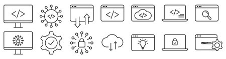 Set of software and programming line icons. Design can be used for web and mobile app. vector illustrationのイラスト素材