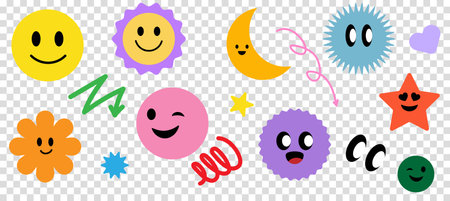 Set of Various Stickers. cartoon illustration isolated on transparent backgroundのイラスト素材