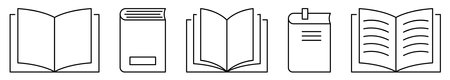 Set of outline book icons. Vector illustration isolated on white backgroundのイラスト素材