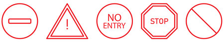 Set of red traffic signs icons. sign forbidden. vector illustrationのイラスト素材