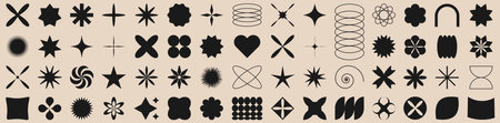 Brutalist abstract geometric shapes collection. Swiss design aesthetic. Bauhaus memphis design. Vector illustrationのイラスト素材