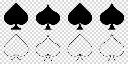 Spades icons set. Vector illustration isolated on transparent backgroundのイラスト素材