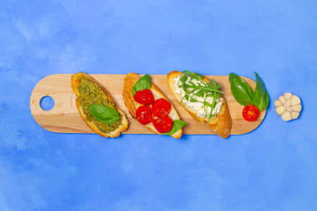 Bruschetta, an antipasto snack before the main meals. This is a hot and crusty bread that is rubbed...