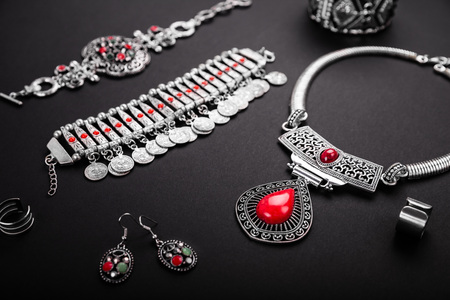 Female indian jewellery and accessoriesの写真素材