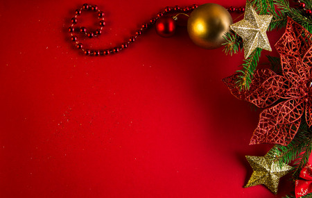 Christmas and New Year red and gold backgroundの写真素材