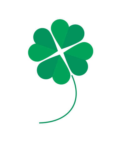four leaf clover green color on white background, flat vector illustration. symbol of good luck,...