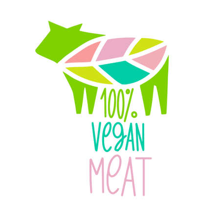 Beyond meat vector icon vector. Plant based food. Green leaf instead of steak. Vegan meat made from plants. butchering a cow in the form of a leaf.のイラスト素材