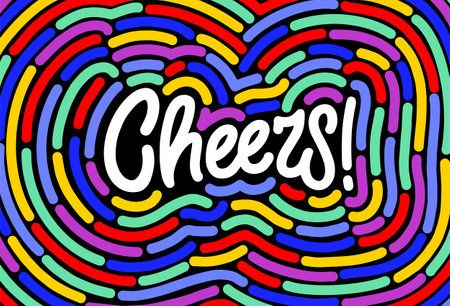 Cheers on colored background. Custom lettering. Handwritten calligraphic inscription. Design template for greeting cards, invitations, banners, gifts.のイラスト素材