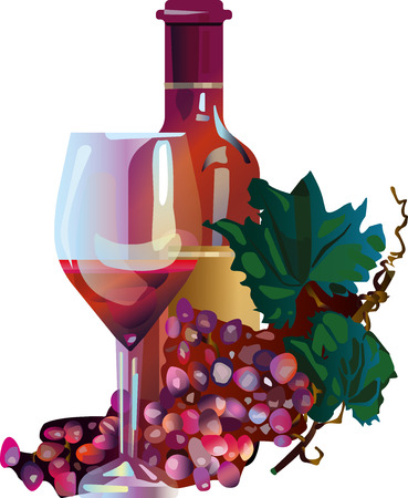 wine and grapes.のイラスト素材