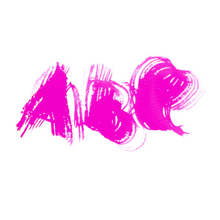 Watercolor abstract brush stroke. Pink alphabet. Element for graphic design. Hand-painted illustration.の写真素材