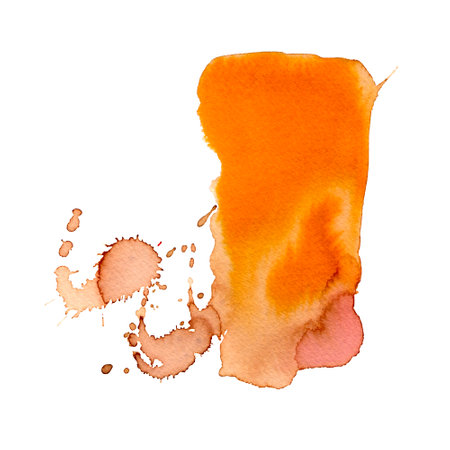 Watercolor blot or smudge. Element for the design of wedding invitations and cards. Orange blotch.の写真素材