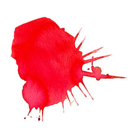 Watercolor blot or smudge. Element for the design of wedding invitations and cards. Red blotch.の写真素材