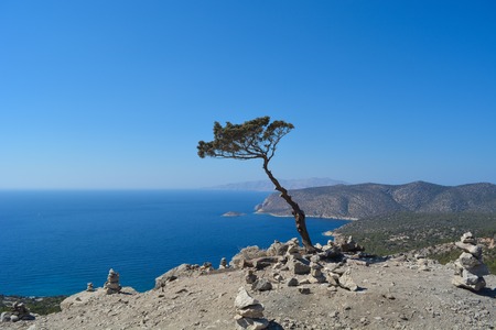 Beautiful andscape from ruins of Monolithos castle on the Rhodes island in summer, Greece.の写真素材